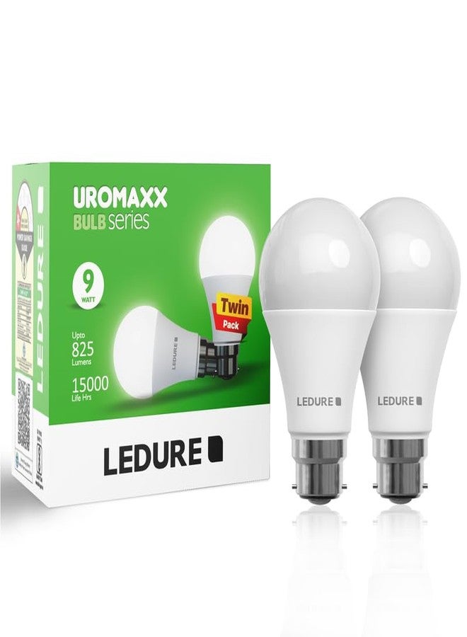LEDURE 9W Uromaxx Bulb Series, Eco-Friendly, Mercury-Free, B22 Base, Energy-Efficient LED Light Bulb for Home and Office (Cool White - Twin Pack) - Image 1